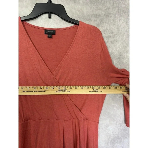 J Jill Tunic Shirt Womens Medium Pink Coral Wearever Collection Faux Wrap 3/4Slv - Picture 11 of 12